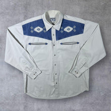 Load image into Gallery viewer, Vintage John Baner Cowboy Western Blue Denim Panel Cotton Long Sleeve Shirt