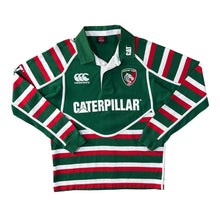 Load image into Gallery viewer, Canterbury LEICESTER TIGERS Caterpillar Colour Block Striped Rugby Long Sleeve Polo Shirt