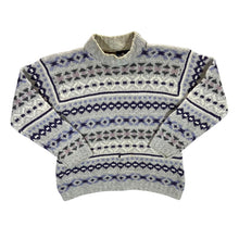 Load image into Gallery viewer, Early 00's RIVER ISLAND Grandad Patterned Pure New Wool High Neck Knit Jumper