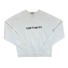 Load image into Gallery viewer, Carhartt "Alien Army" Embroidered Spellout White Crewneck Sweatshirt