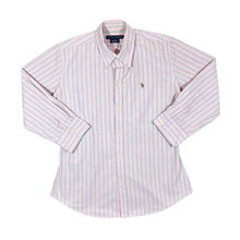 Load image into Gallery viewer, RALPH LAUREN "Slim Fit" Mini Logo Pink Green Striped Long Sleeve Button-Up Shirt