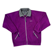Load image into Gallery viewer, COTTON TRADERS Classic Mini Logo Purple Grey Zip Fleece Sweatshirt