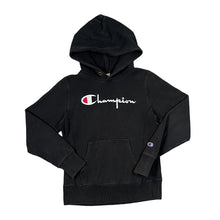 Load image into Gallery viewer, CHAMPION Reverse Weave Embroidered Big Logo Spellout Black Pullover Hoodie
