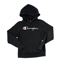 Load image into Gallery viewer, CHAMPION Reverse Weave Embroidered Big Logo Spellout Black Pullover Hoodie