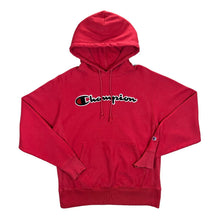 Load image into Gallery viewer, CHAMPION Reverse Weave Embroidered Chenille Big Logo Spellout Red Pullover Hoodie