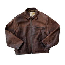 Load image into Gallery viewer, Vintage 90's Oakland Genuine Real Brown Heavyweight Leather Zip Bomber Jacket