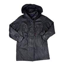 Load image into Gallery viewer, Vintage 90's SINAN LEDER Made In Turkey Genuine Real Black Leather Hooded Jacket
