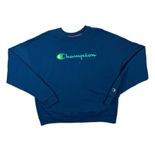 Load image into Gallery viewer, CHAMPION Classic Big Logo Spellout Graphic Blue Crewneck Sweatshirt