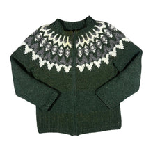 Load image into Gallery viewer, Vintage 90's Handmade Icelandic Fair Isle Patterned Wool Zip Sweater Cardigan