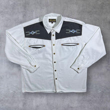 Load image into Gallery viewer, Vintage Atlas For Men Embroidered Cowboy Western White Cotton Long Sleeve Shirt