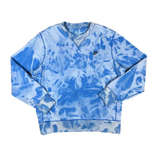 Load image into Gallery viewer, NIKE Classic Embroidered Mini Logo Blue Tie Dye Crewneck Sweatshirt