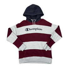 Load image into Gallery viewer, CHAMPION Colour Block Striped Embroidered Big Logo Spellout Pullover Hoodie