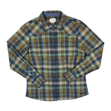 Load image into Gallery viewer, WRANGLER Cowboy Western Plaid Check Popper Button Long Sleeve Cotton Shirt