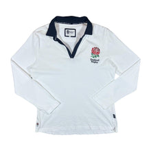 Load image into Gallery viewer, ENGLAND RUGBY Classic Embroidered Mini Logo White Open Collar Long Sleeve Polo Shirt
