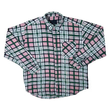 Load image into Gallery viewer, Vintage Pink Green Black White Plaid Check Long Sleeve Flannel Cotton Shirt