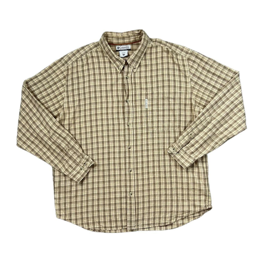 COLUMBIA SPORTSWEAR Plaid Check Long Sleeve Outdoor Cotton Button-Up Shirt