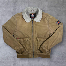 Load image into Gallery viewer, Superdry Rookie Edition Military Issue Borg Collar Brown Distressed Bomber Jacket