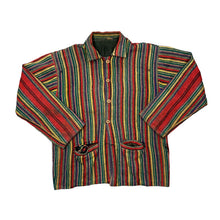 Load image into Gallery viewer, Vintage 90's MADE IN INDIA Multi Colour Blanket Striped Wool Button Collared Sweater Cardigan