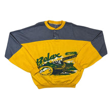 Load image into Gallery viewer, Vintage 90's REGO "Land Of Fishing" Souvenir Spellout Graphic Colour Block Button Sweatshirt