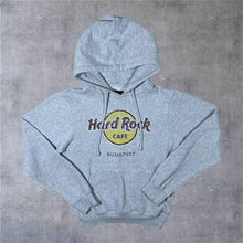 Load image into Gallery viewer, Hard Rock Cafe "Budapest" Classic Souvenir Logo Graphic Grey Pullover Hoodie