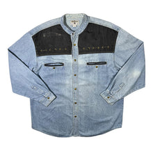 Load image into Gallery viewer, Vintage John Baner Blue Denim Cowboy Western Grandad Collar Long Sleeve Shirt