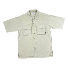 Load image into Gallery viewer, Vintage COLUMBIA SPORTSWEAR Classic Grey Micro Check Short Sleeve Rayon Polyester Outdoor Shirt

