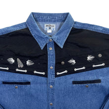 Load image into Gallery viewer, Vintage John Baner Cowboy Western Blue Denim Popper Long Sleeve Shirt