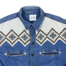 Load image into Gallery viewer, Vintage Man's World Cowboy Western Blue Denim Button Long Sleeve Shirt