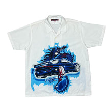 Load image into Gallery viewer, Early 00's DNON JEANS y2k Hip Hop Gothic Dragon Car Graphic Open Collar Polyester Shirt