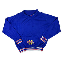 Load image into Gallery viewer, Vintage 80's SPORTS ACTION "Varsity" Spellout Graphic Collared Blue Sweatshirt