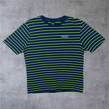 Load image into Gallery viewer, Oakley "Custom Fit" Mini Logo Graphic Striped Short Sleeve Cotton T-Shirt