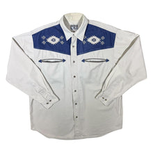 Load image into Gallery viewer, Vintage John Baner Cowboy Western Beige Blue Cotton Long Sleeve Shirt