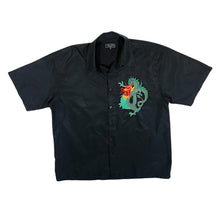 Load image into Gallery viewer, James Darby Nottingham Embroidered Traditional Dragon Black Short Sleeve Shirt