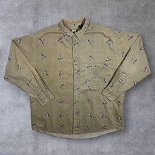 Load image into Gallery viewer, Vintage Ducks Unlimited All-Over Print Pattern Beige Brown Long Sleeve Button-Up Shirt