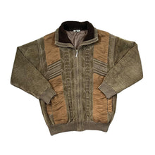 Load image into Gallery viewer, Vintage 90's J.J.WILLIS Suede Effect Panel Acrylic Knit Zip Sweater Jumper