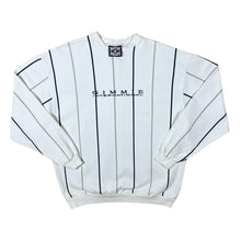 Load image into Gallery viewer, Vintage Gimmie International Embroidered Logo White Striped Crewneck Sweatshirt
