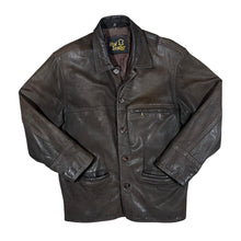 Load image into Gallery viewer, Vintage 90's REAL LEATHER Classic Genuine Brown Leather Button Jacket