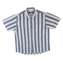 Load image into Gallery viewer, Vintage LACOSTE Blue White Red Multi Striped Short Sleeve Button-Up Shirt