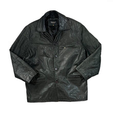 Load image into Gallery viewer, Vintage LAKELAND Fine Leather Genuine Real Black Button Leather Jacket