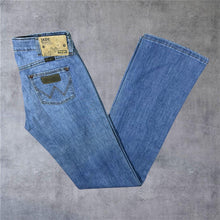 Load image into Gallery viewer, Deadstock Wrangler “Jade” Bootcut Low Waist Zip Fly Blue Denim Jeans