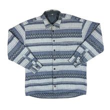 Load image into Gallery viewer, Vintage 90's Grey Blue Patterned Striped Long Sleeve Flannel Shirt