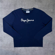 Load image into Gallery viewer, Pepe Jeans London Logo Spellout Graphic Long Sleeve Navy Blue T-Shirt