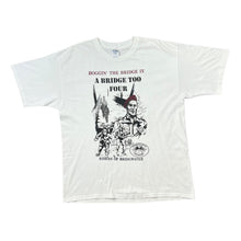 Load image into Gallery viewer, Vintage RIDERS OF BRIDGEWATER "Hoggin' The Bridge IV" Biker Club Souvenir Spellout Graphic T-Shirt