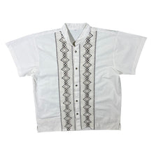Load image into Gallery viewer, Vintage Mexican Woven Panel White Cream Short Sleeve Guayabera Shirt
