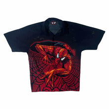 Load image into Gallery viewer, Vintage Marvel (2002) Spider-Man Superhero Graphic Black Red Short Sleeve Shirt