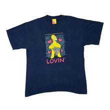 Load image into Gallery viewer, Vintage THE SIMPSONS (1999) "Lovin'" Homer Simpson TV Show Cartoon Spellout Graphic T-Shirt