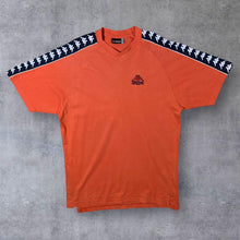 Load image into Gallery viewer, Vintage Kappa Embroidered Mini Logo Tape Sleeve Orange V-Neck T-Shirt