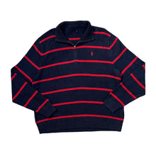 Load image into Gallery viewer, POLO RALPH LAUREN Embroidered Mini Logo Striped 1/4 Zip Pullover Knit Sweater Jumper