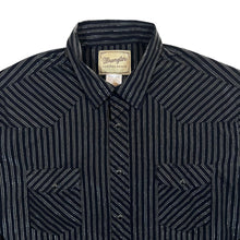 Load image into Gallery viewer, Vintage Wrangler Western Shirts Cowboy Black Grey Striped Long Sleeve Shirt