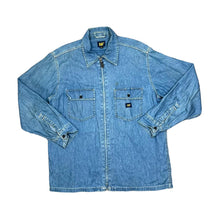 Load image into Gallery viewer, Early 00's CAT Caterpillar Mini Patch Logo Blue Denim Zip Over Shirt